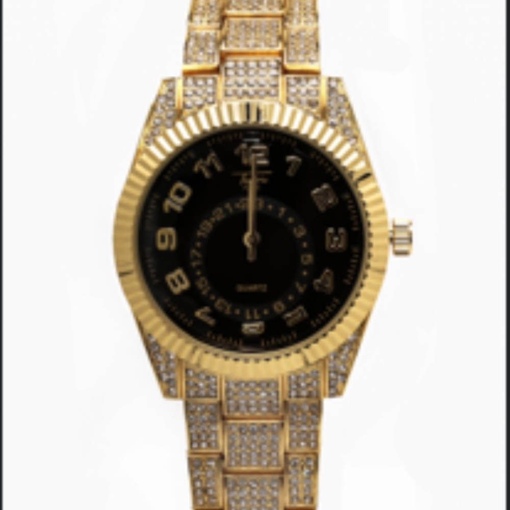 Black and gold watch